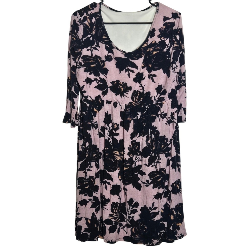 PinkBlush Floral Maternity Dress Plus 1XL Boho Romantic Comfort Stretch Soft